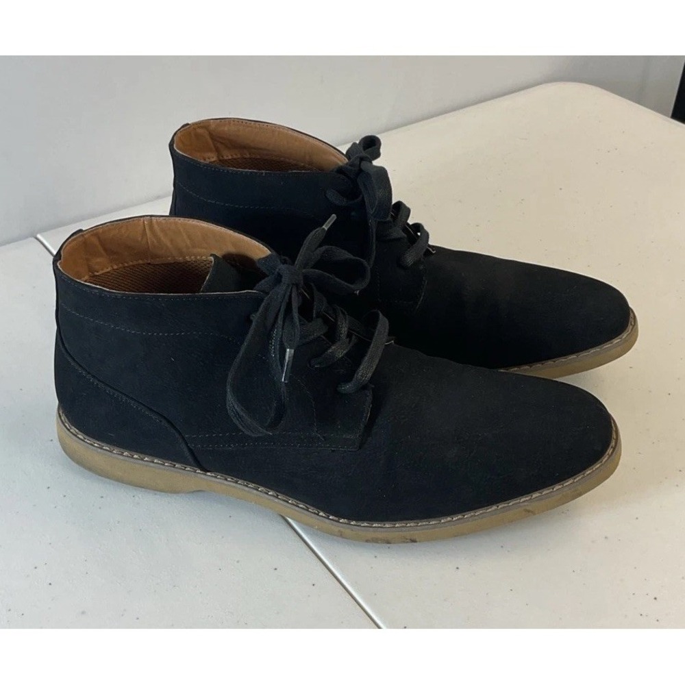 Perry Ellis Portfolio Men's Size 12 Black Suede‎ Chukka Ankle Boots Lace Up